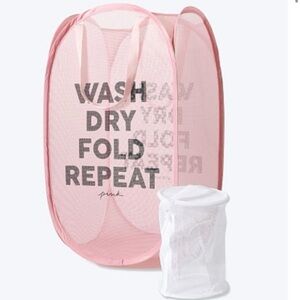 Pink Mesh Laundry Hamper